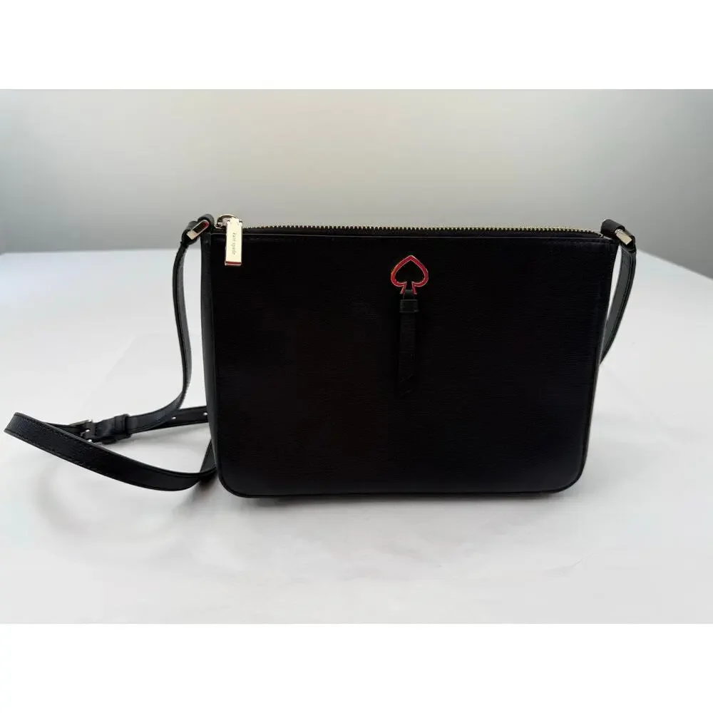Kate Spade Adel Medium Crossbody‎ Bag Black Leather Adjustable Strap Dust Bag